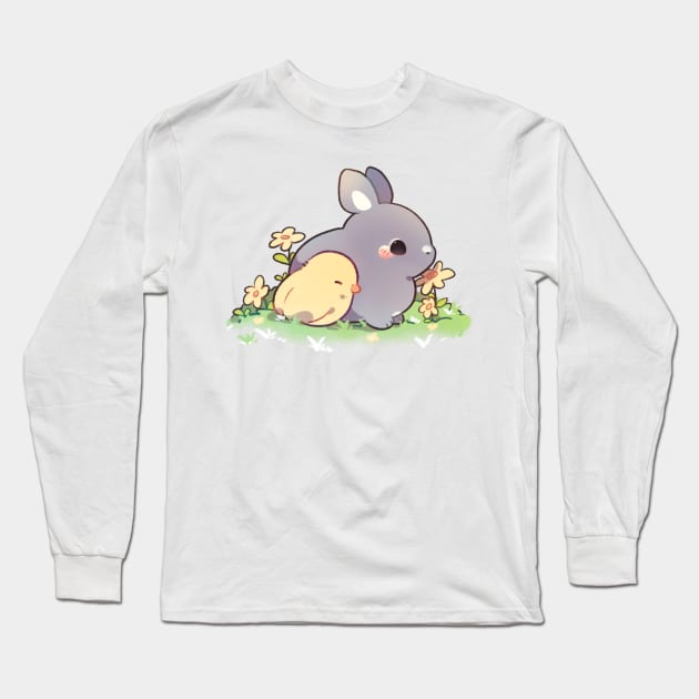 Bunny and Chick Long Sleeve T-Shirt by Cremechii